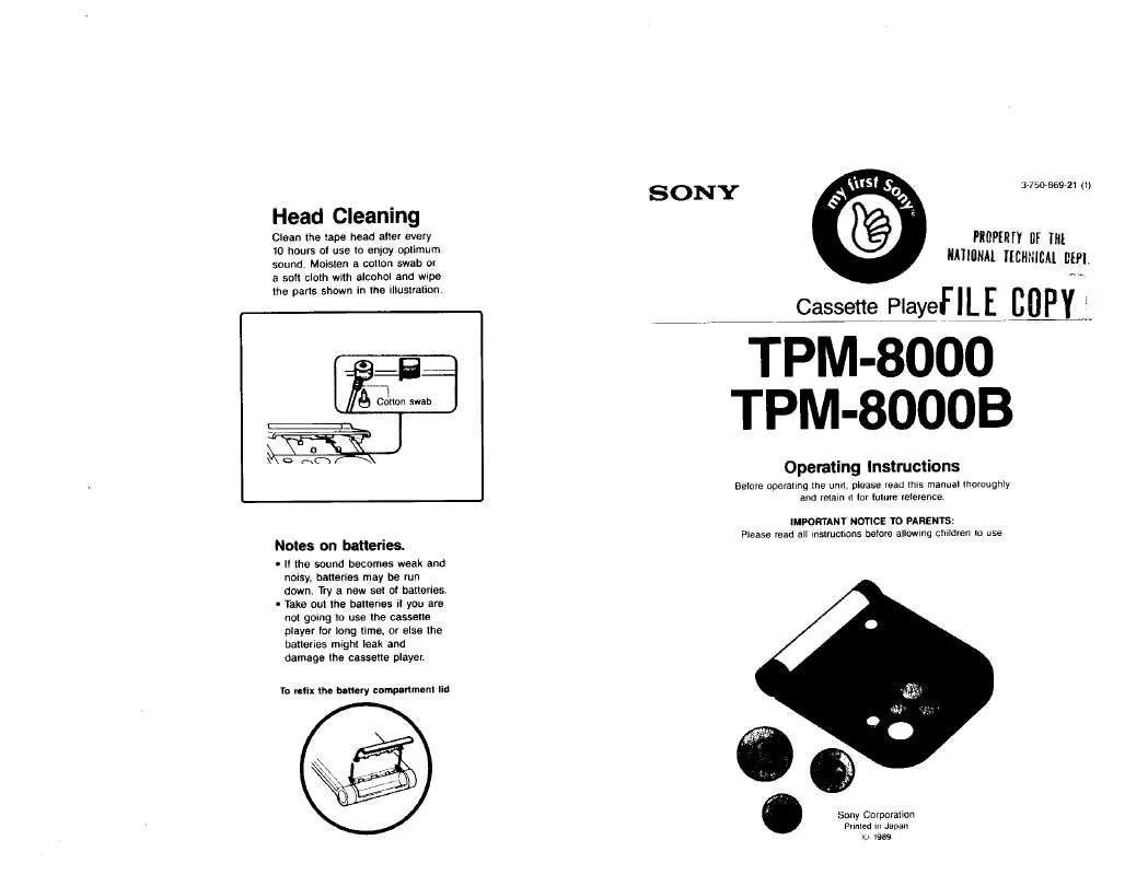 Mode d'emploi SONY TPM8000