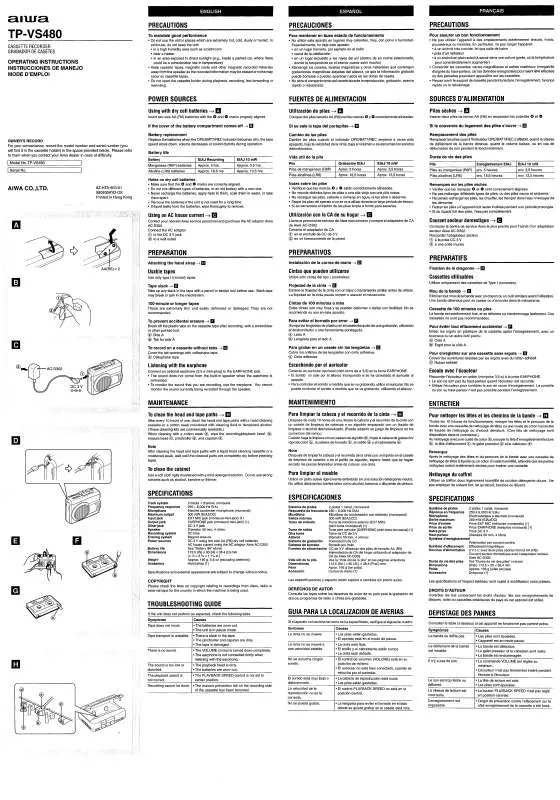 Mode d'emploi SONY TPVS480