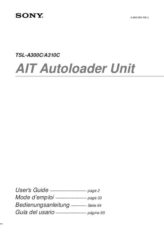 Mode d'emploi SONY TSL-A300C