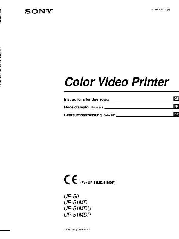 Mode d'emploi SONY UP-51MDU