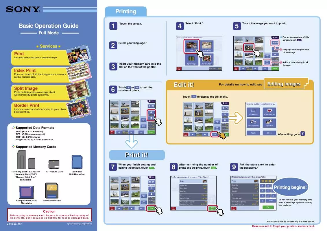 Mode d'emploi SONY UP-CR10L