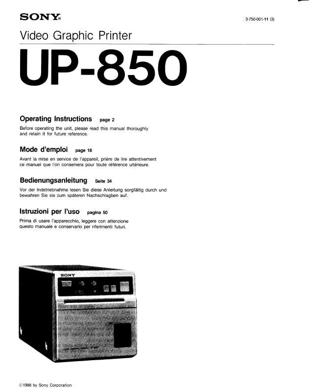 Mode d'emploi SONY UP-850