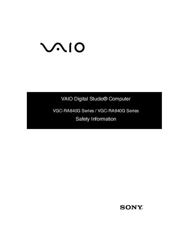 Mode d'emploi SONY VAIO VGC-RA840G