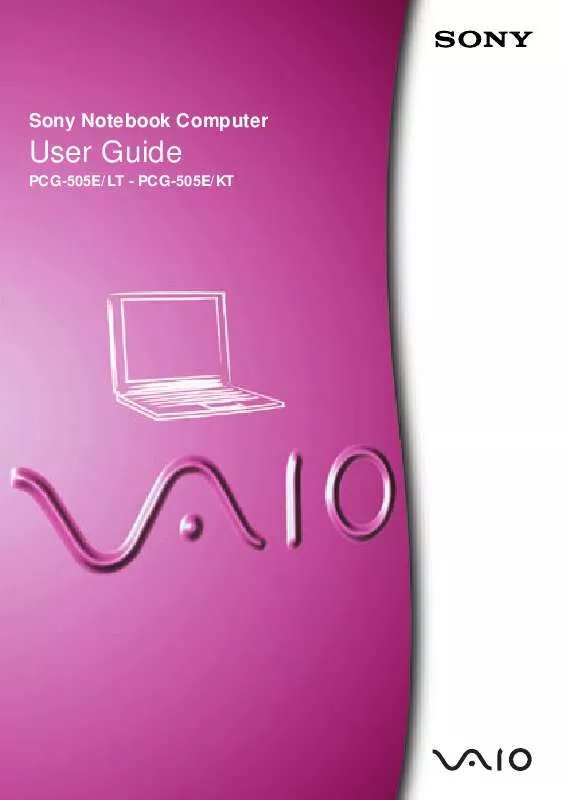 Mode d'emploi SONY VAIO PCG-505E