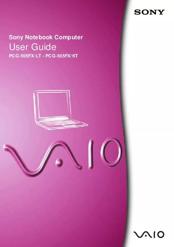 Mode d'emploi SONY VAIO PCG-505FX