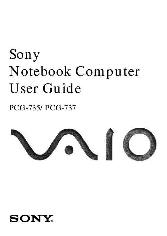 Mode d'emploi SONY VAIO PCG-735