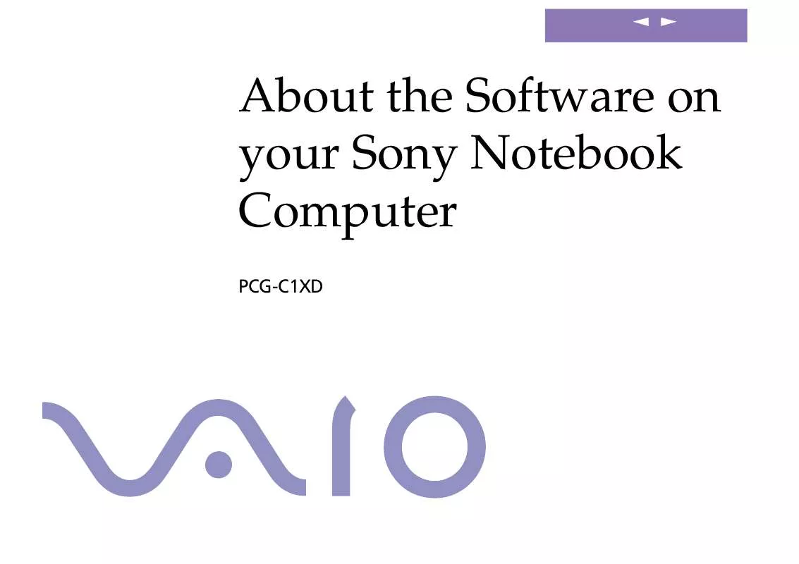 Mode d'emploi SONY VAIO PCG-C1XN