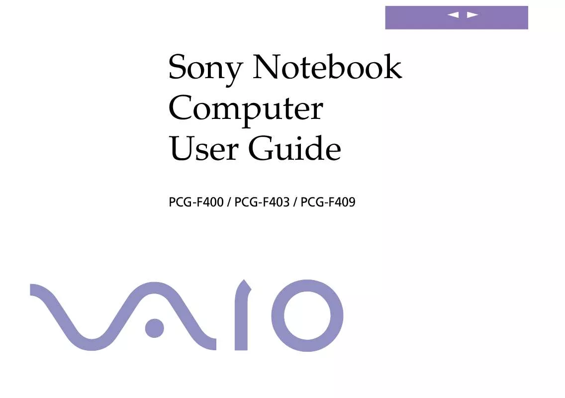 Mode d'emploi SONY VAIO PCG-F400