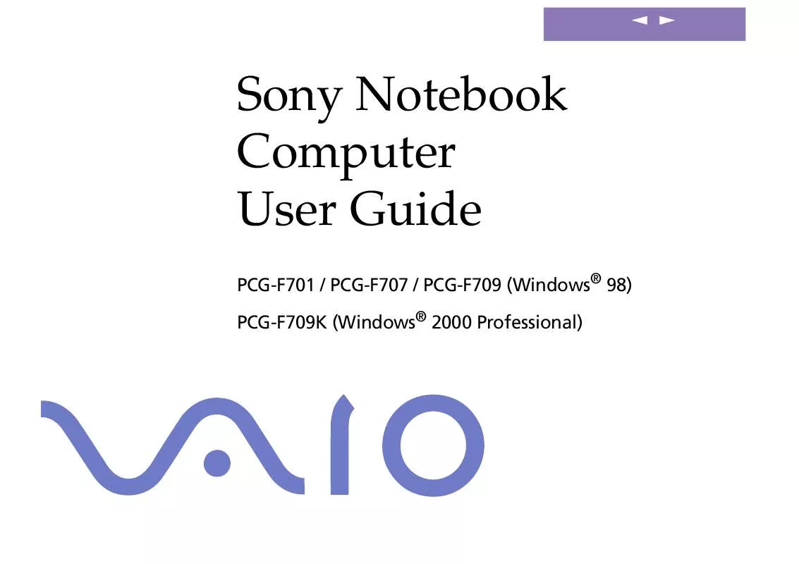 Mode d'emploi SONY VAIO PCG-F701