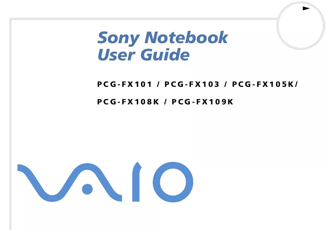 Mode d'emploi SONY VAIO PCG-FX101