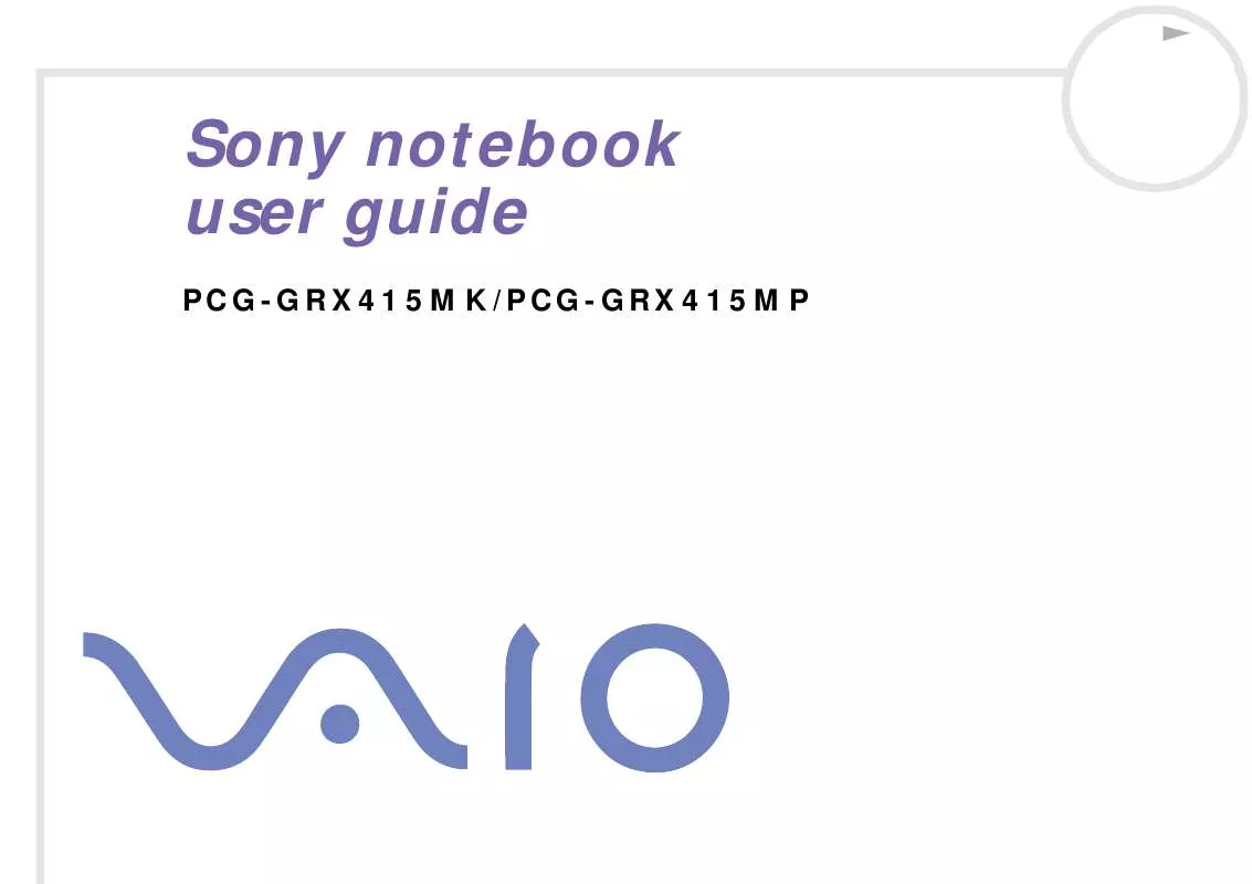 Mode d'emploi SONY VAIO PCG-GRX415MK