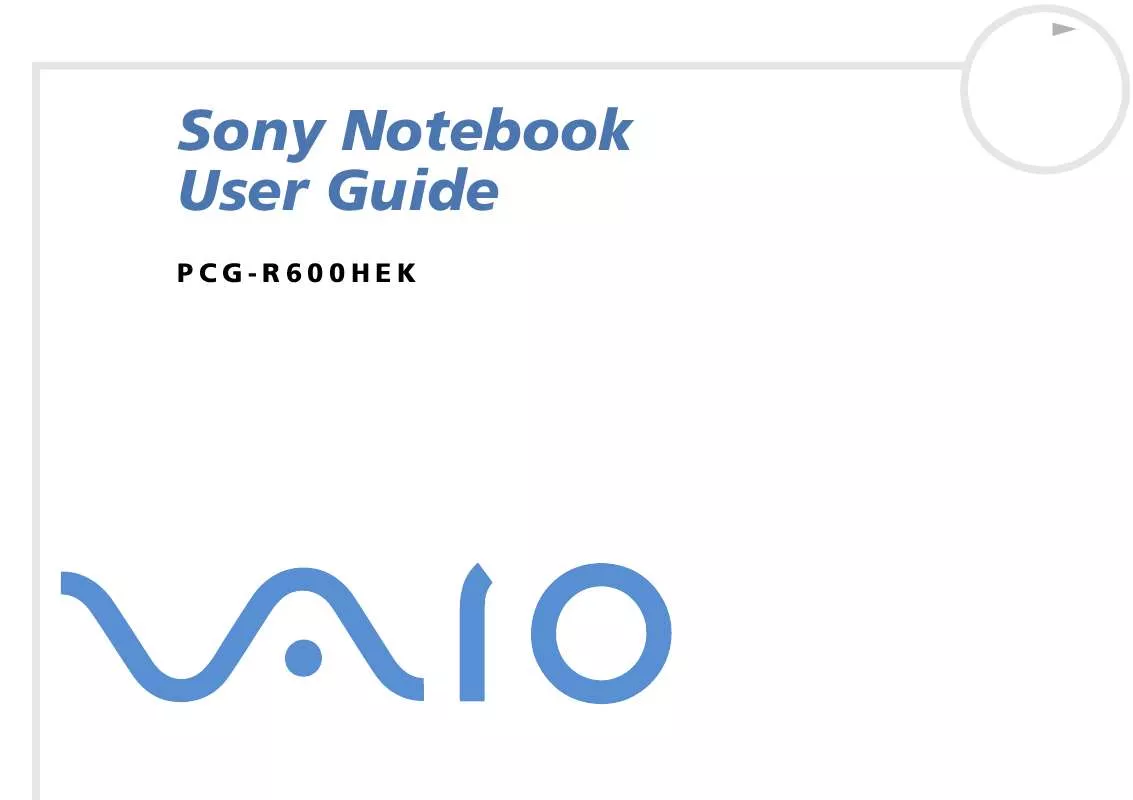 Mode d'emploi SONY VAIO PCG-R600HEK