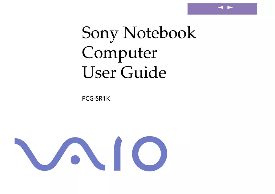 Mode d'emploi SONY VAIO PCG-SR1K