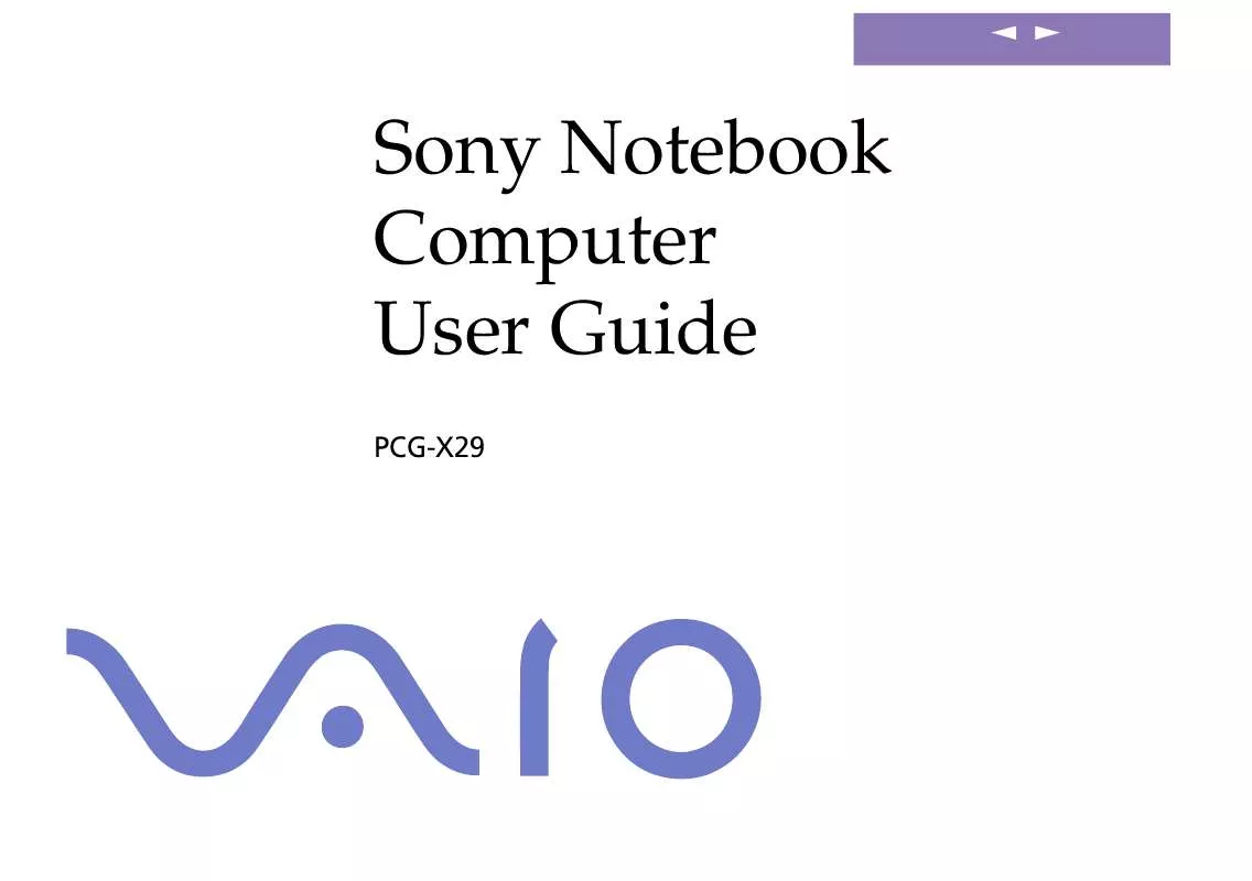 Mode d'emploi SONY VAIO PCG-X29