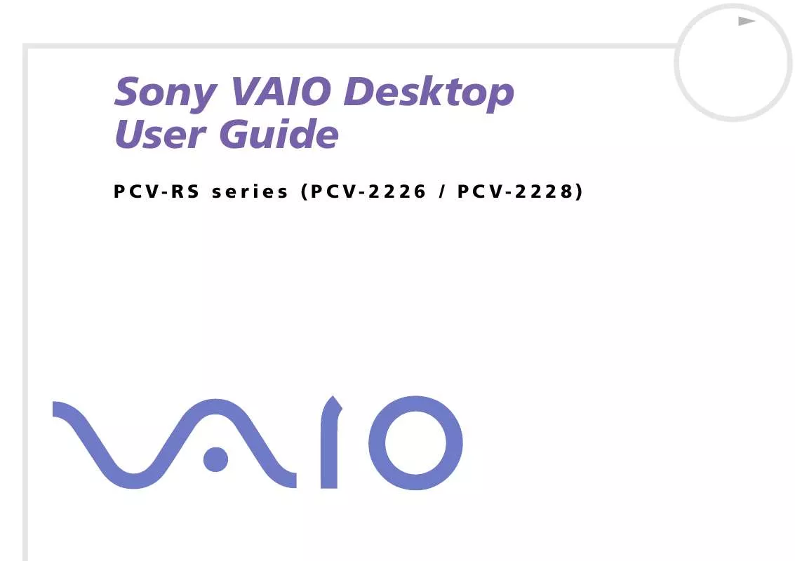 Mode d'emploi SONY VAIO PCV-RSM21