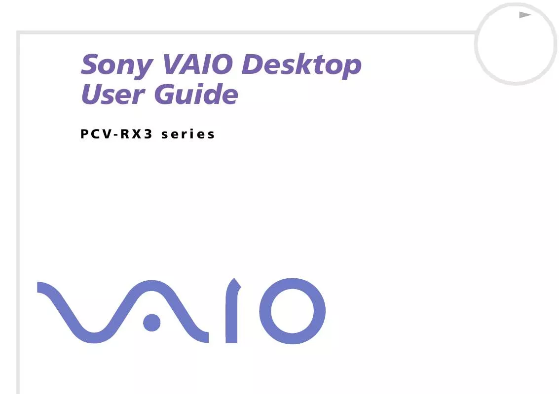 Mode d'emploi SONY VAIO PCV-RX301