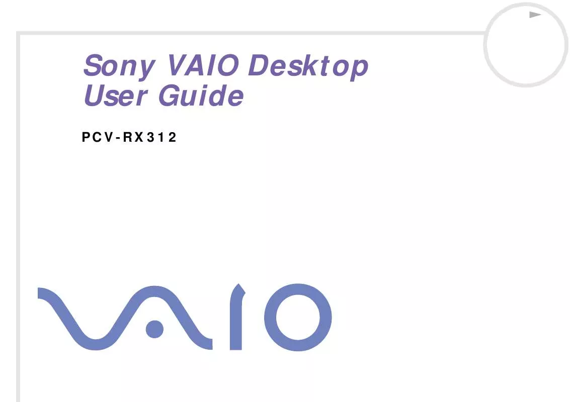 Mode d'emploi SONY VAIO PCV-RX312