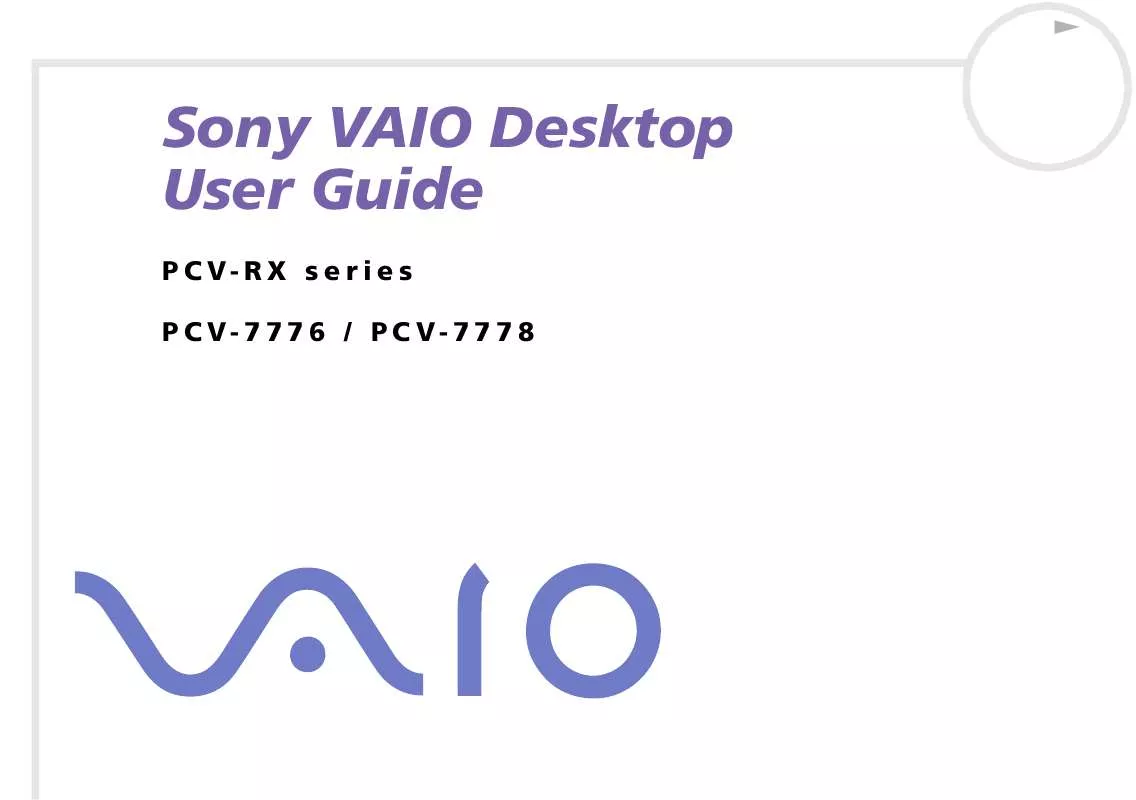 Mode d'emploi SONY VAIO PCV-RX501