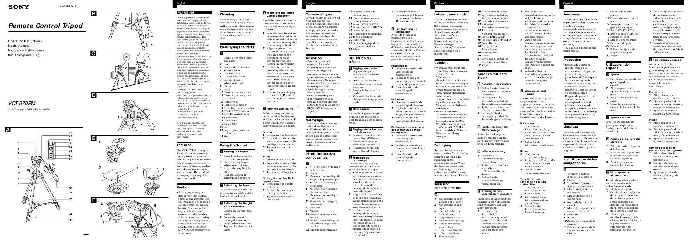 Mode d'emploi SONY VCT-870RM