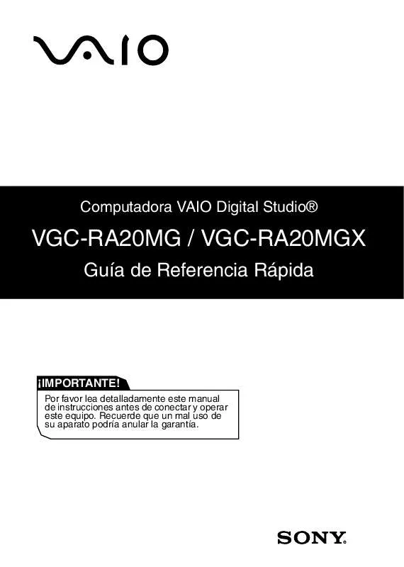 Mode d'emploi SONY VGC-RA20MGX