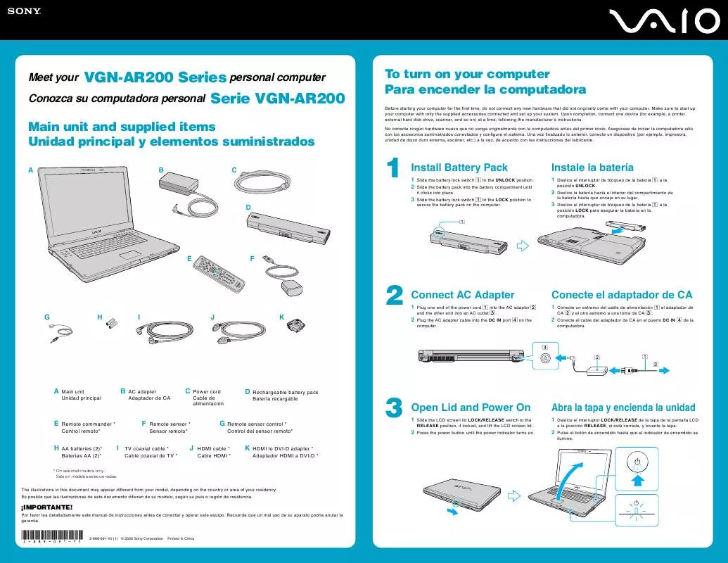 Mode d'emploi SONY VAIO VGN-AR270