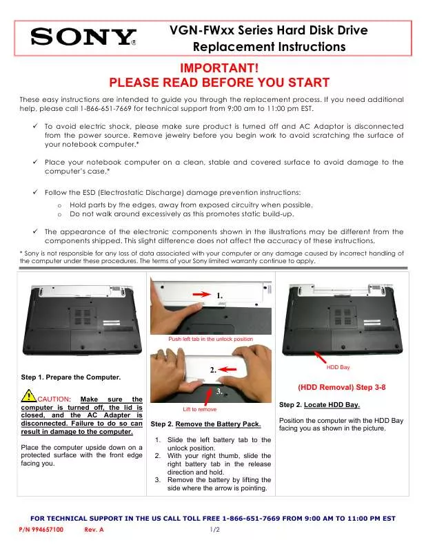 Mode d'emploi SONY VAIO VGN-FW139E