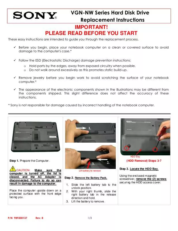 Mode d'emploi SONY VAIO VGN-NW226F/W