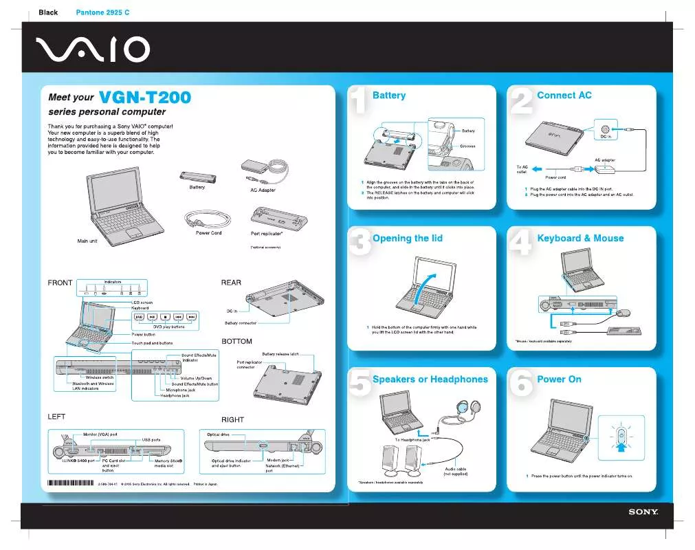 Mode d'emploi SONY VG-NT200