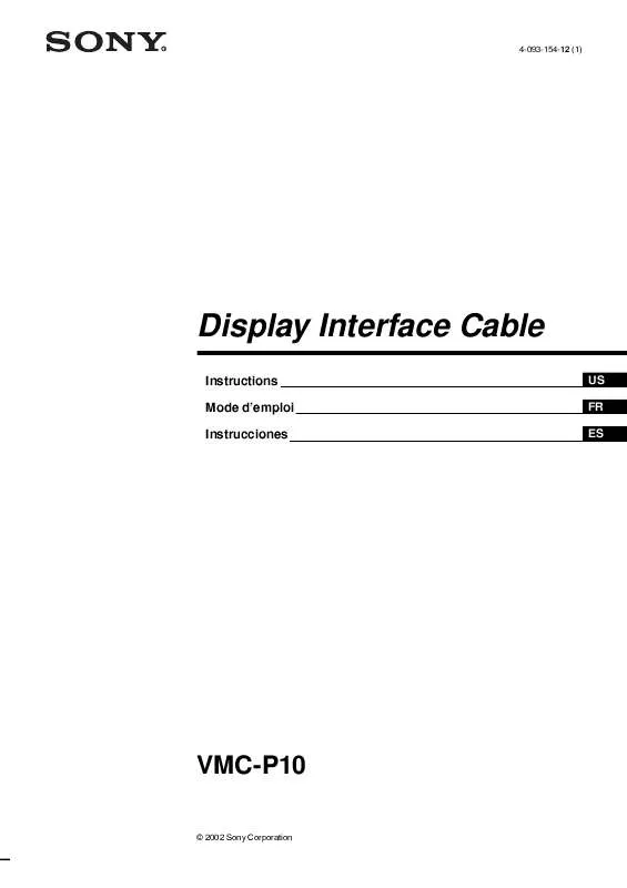 Mode d'emploi SONY VMC-P10