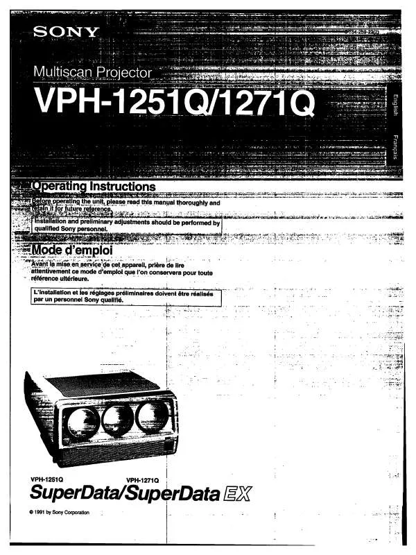 Mode d'emploi SONY VPH-1271Q