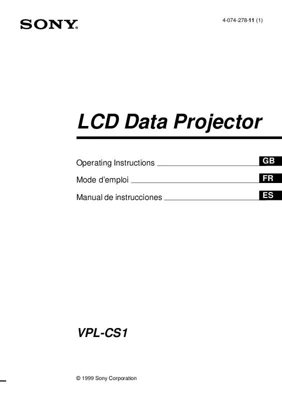 Mode d'emploi SONY VPL-CS1