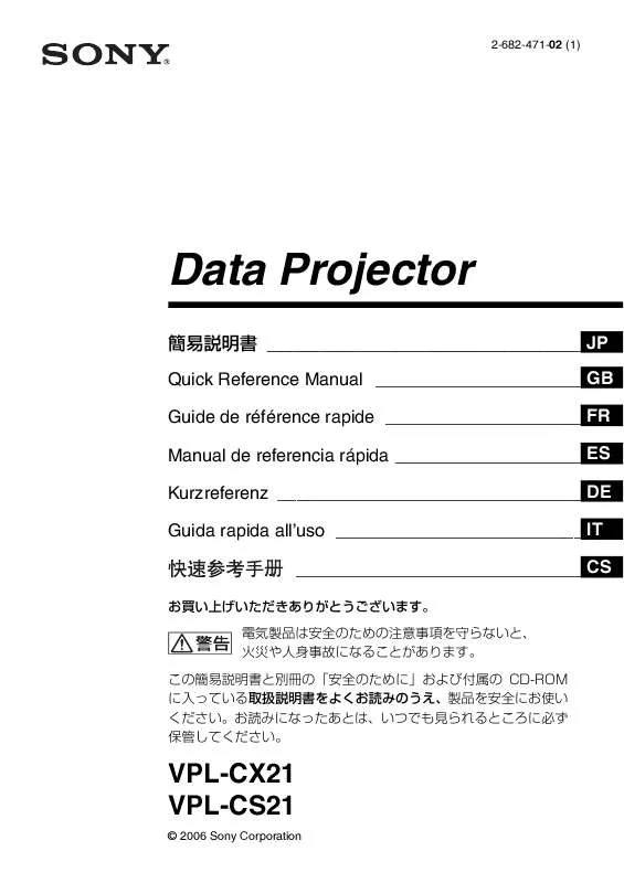 Mode d'emploi SONY VPL-CX21