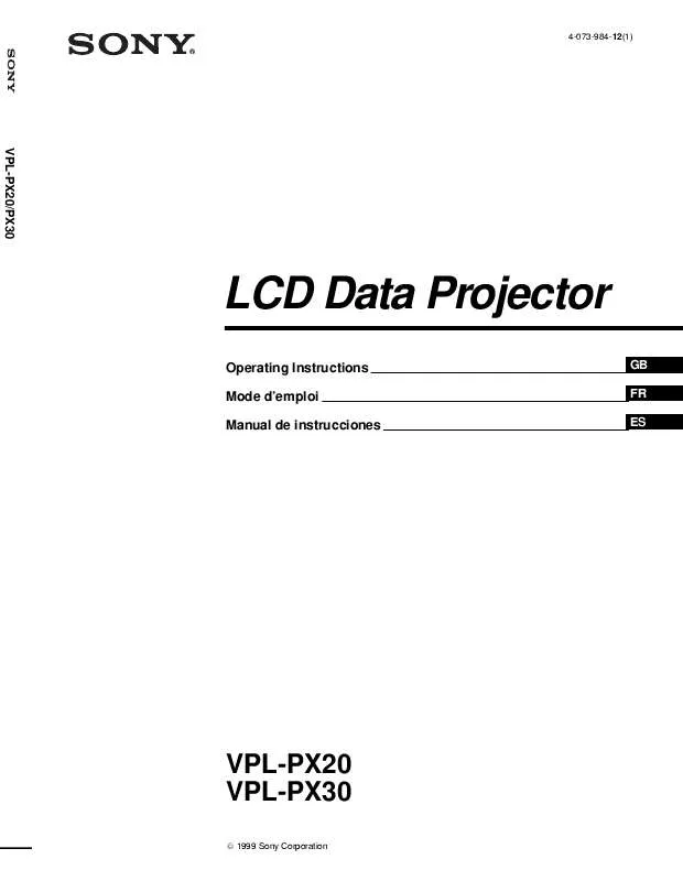 Mode d'emploi SONY VPL-PX20