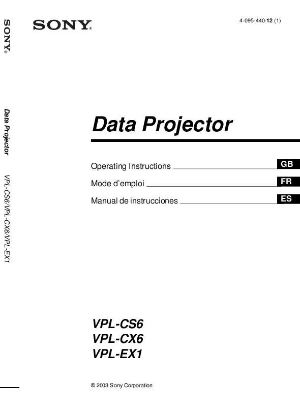 Mode d'emploi SONY VPL-CX6