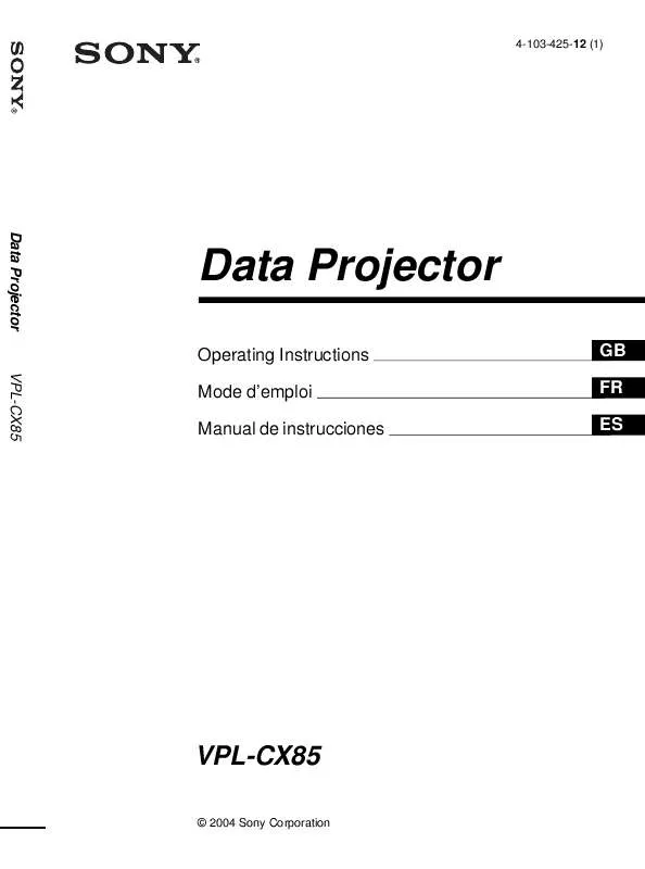 Mode d'emploi SONY VPL-CX85