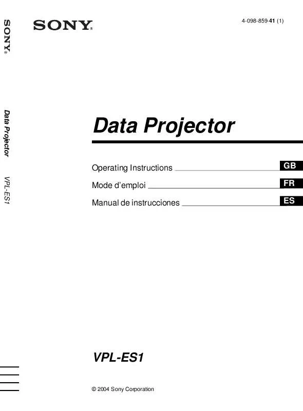 Mode d'emploi SONY VPL-ES1