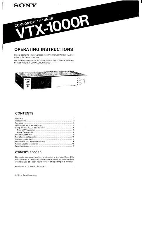 Mode d'emploi SONY VTX1000R