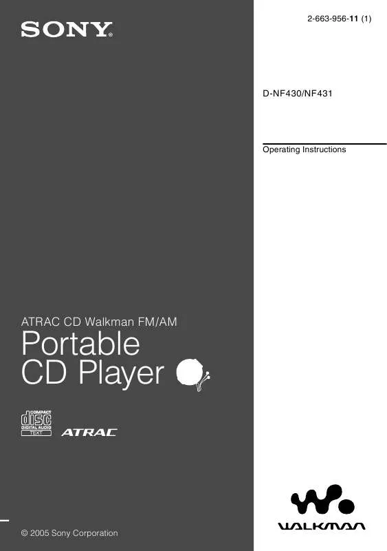 Mode d'emploi SONY WALKMAN D-NF430