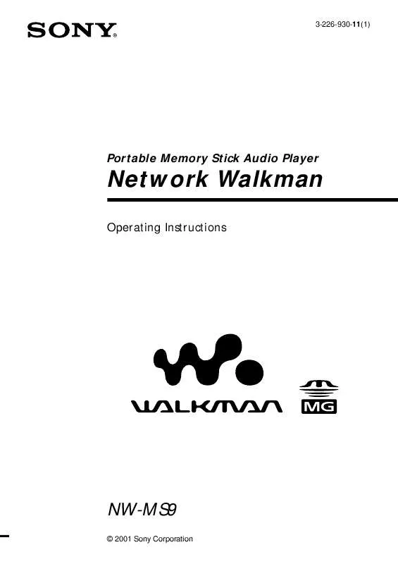 Mode d'emploi SONY WALKMAN NW-MS9