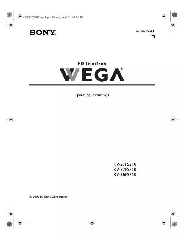 Mode d'emploi SONY WEGA KV-27FS210