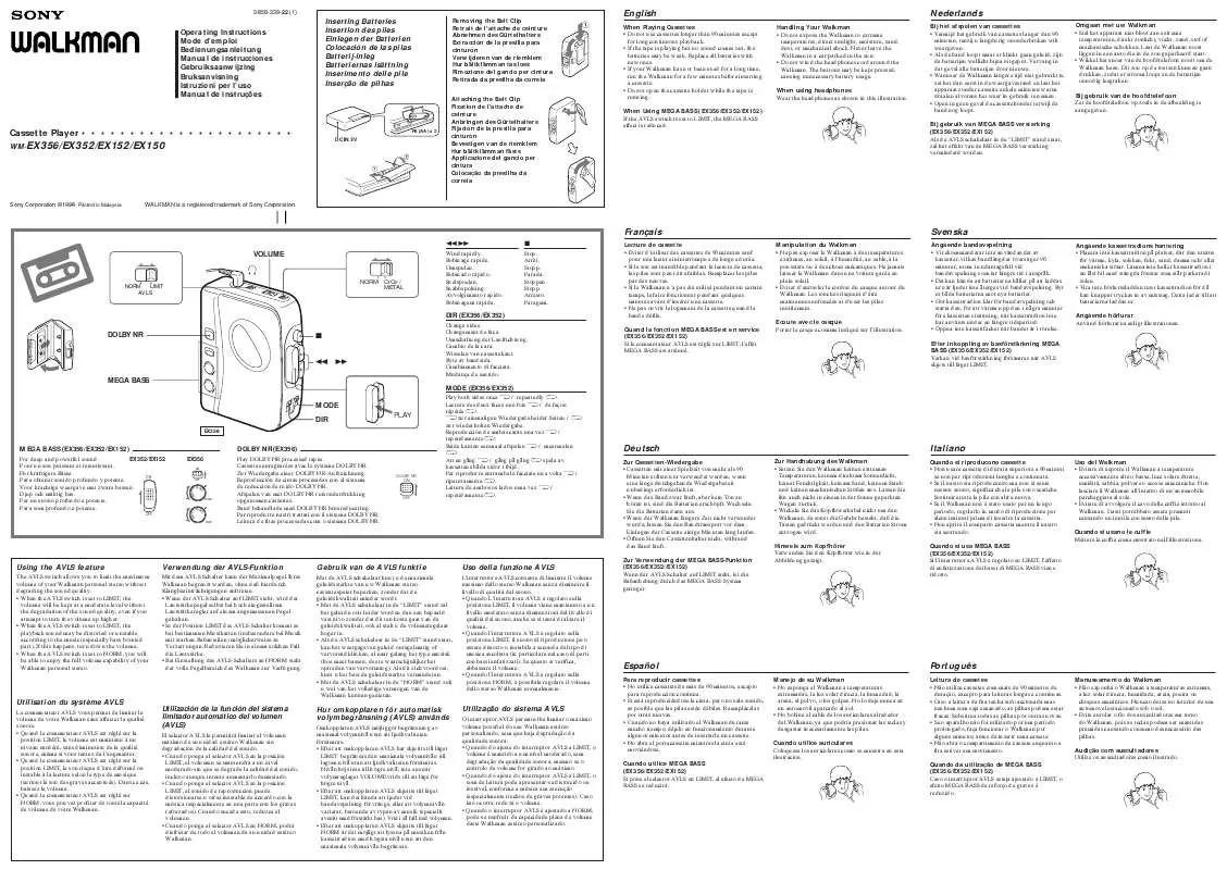 Mode d'emploi SONY WM-EX150