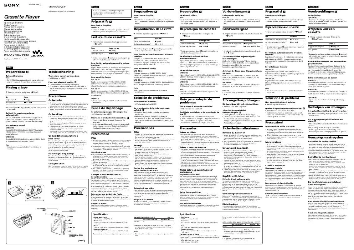 Mode d'emploi SONY WM-EX192