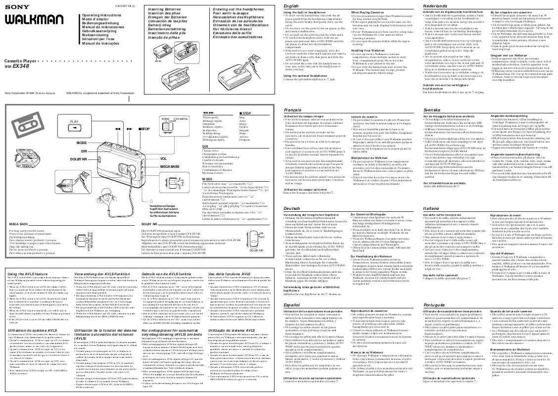 Mode d'emploi SONY WM-EX348