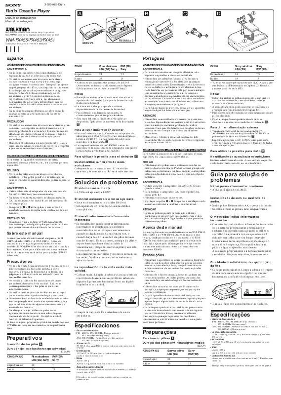 Mode d'emploi SONY WM-FX455V