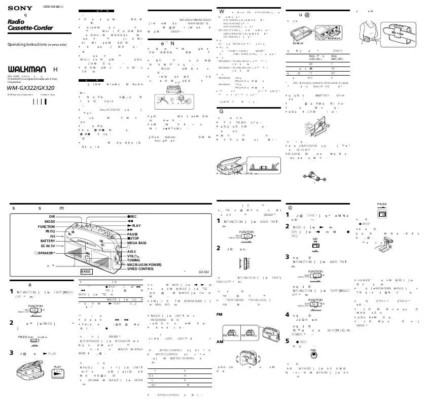 Mode d'emploi SONY WM-GX320