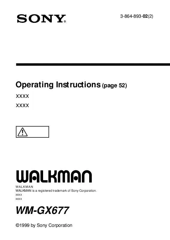 Mode d'emploi SONY WM-GX677