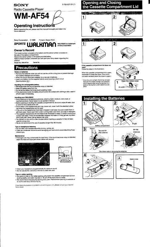 Mode d'emploi SONY WM-AF54