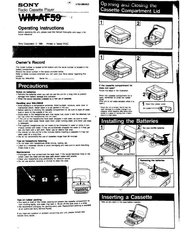 Mode d'emploi SONY WM-AF59