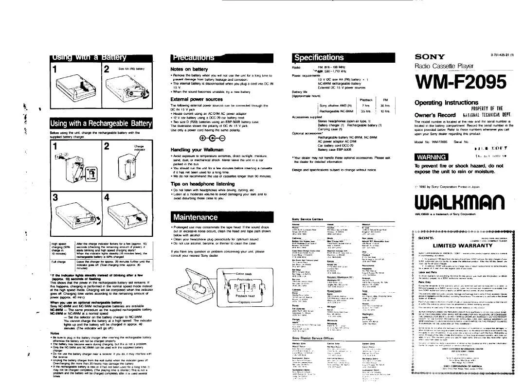 Mode d'emploi SONY WM-F2095