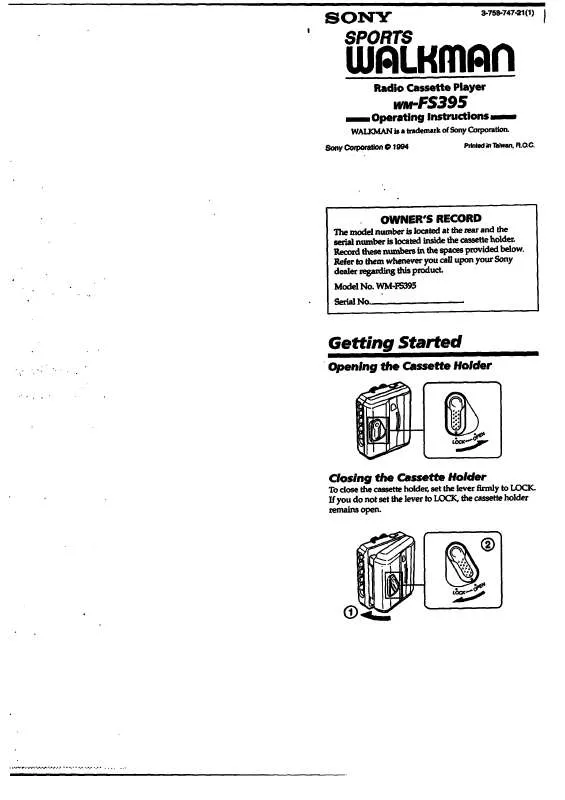 Mode d'emploi SONY WM-FS395